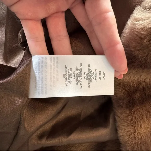 DENNIS by Denis Basso Faux Fur Brown Coat size m - Picture 5 of 5